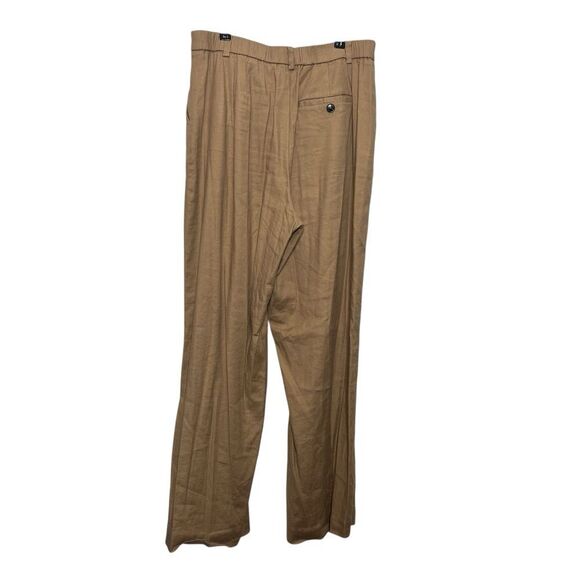 Anthropologie Maeve Avery Trousers Women’s Medium Tan Wide Leg Linen Blend - Picture 5 of 13